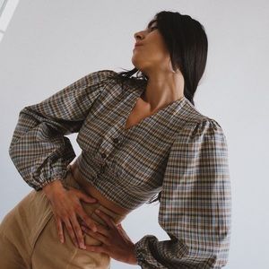 Selva Negra Tala Blouse in Plaid  Size M